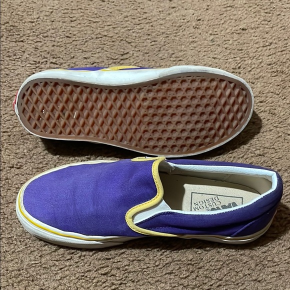 Custom Vans Purple and Yellow Slip-On. Los Angeles Lakers and Minnesota Vikings - Picture 2 of 3